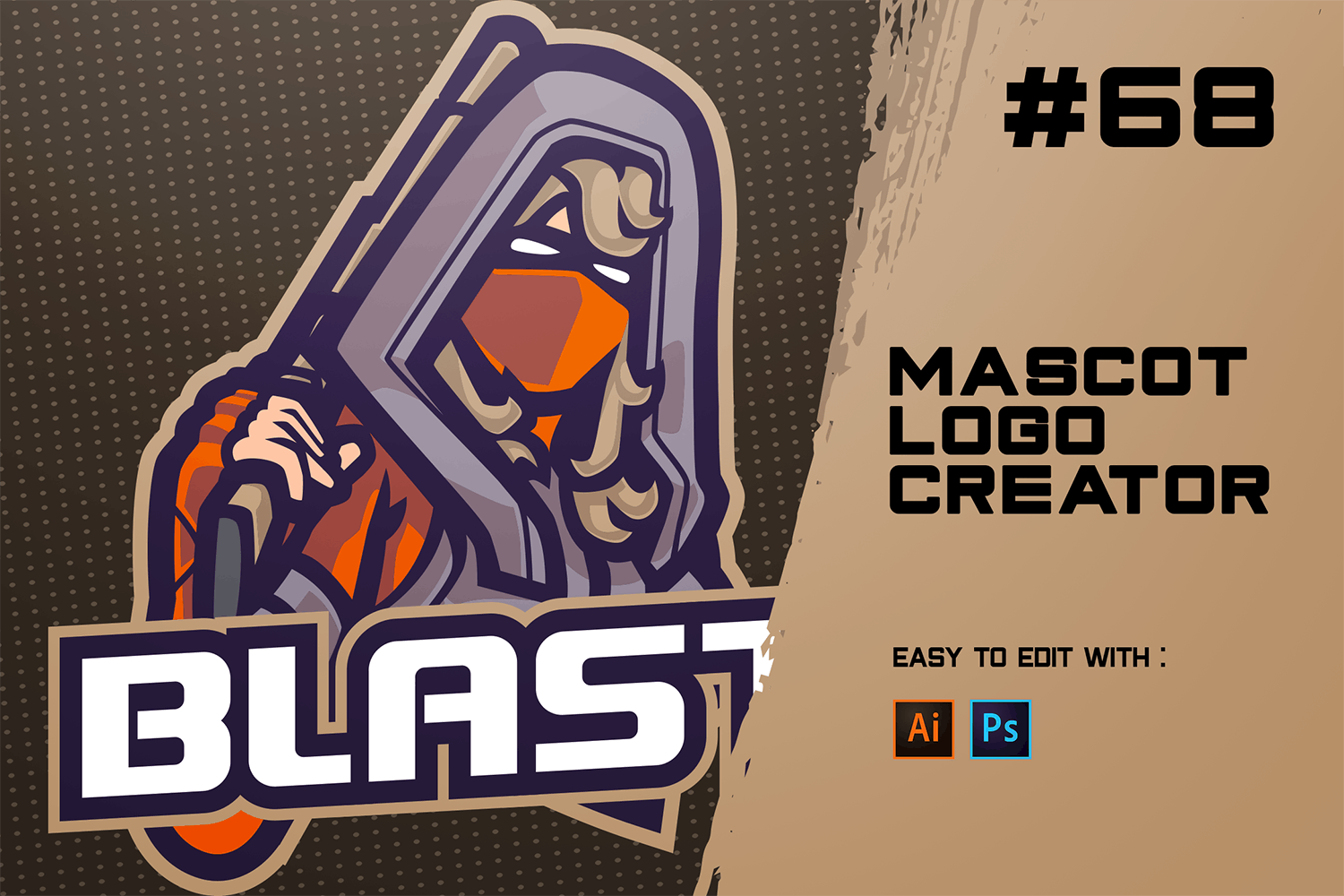 蒙面杀手电子竞技Logo设计模板 BLAST – E-Sports Logo Creator